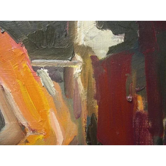 Charcoal Mid Century Modern Impressionist Nude Holding Painting For Sale - Image 8 of 12