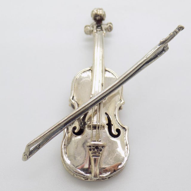Vintage Italian Handmade Silver Violin with Arc, Tuscany, 1980s For Sale - Image 12 of 12