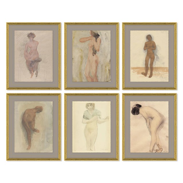 Dove Gray Beatrice, Emily, Catherine, Elizabeth, Lucretzia & Isabelle Framed Art Prints - Set of 6 by David Phoenix For Sale - Image 8 of 8