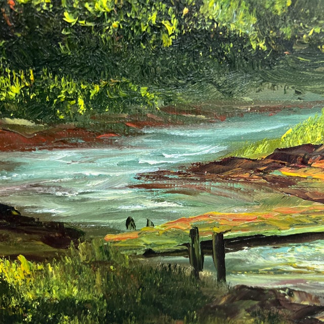 Vintage Signed Landscape Artist Phillip Cantrell Forest + Stream in