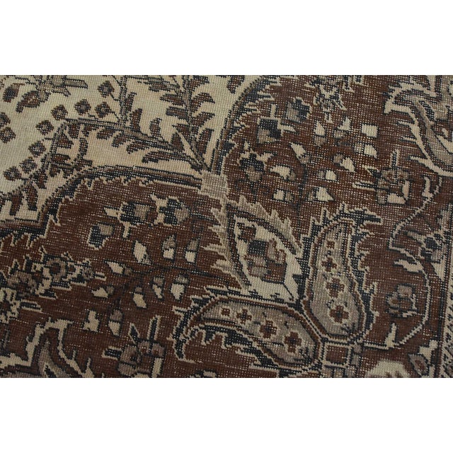 1980s Tabriz Rug 9’11” X 12’9” Ivory Wool Vintage Distressed Hand-Knotted Carpet For Sale - Image 5 of 15