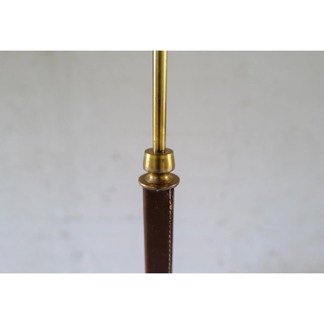 Metal Mid-Century Modern Brass and Brown Leather Floor Lamp from Falkenbergs Belysning, Sweden, 1960s For Sale - Image 7 of 13