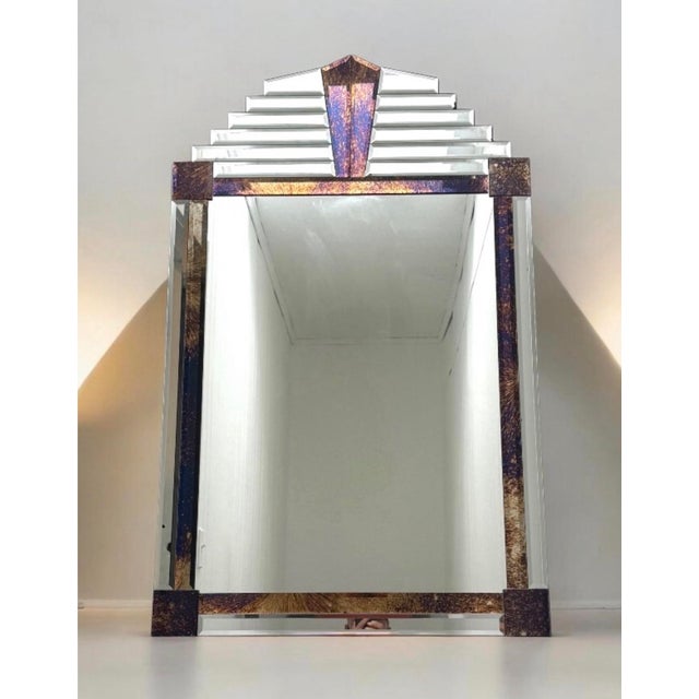 Glass Large Vintage Art Deco Mirror For Sale - Image 7 of 7