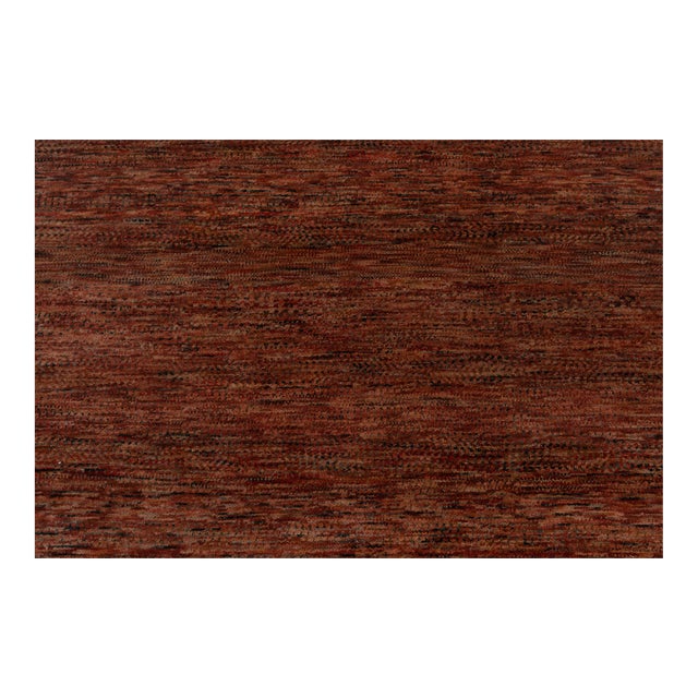 4' x 6' Savannah Hand Knotted Modern Red Rust Wool & Silk Rug For Sale