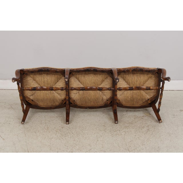 Country French Triple Back Rush Seat Settee For Sale - Image 18 of 18