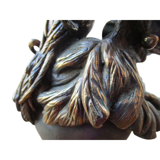 Intricate Bronze Pheasant Bird on Apple With Ladybug Antique Table Bell For Sale - Image 11 of 12