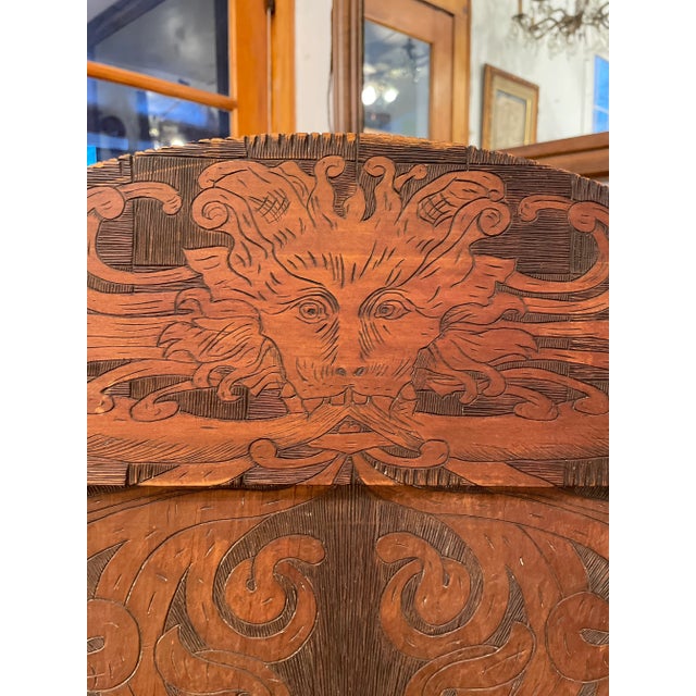 Early 1800s Flemish Hand Carved Seat/Throne, Converts to Tavern Table For Sale - Image 4 of 13