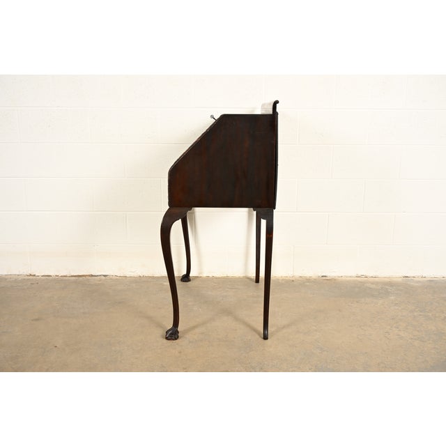 Berkey & Gay Style Antique Queen Anne Mahogany Slant Front Secretary Desk, Circa 1900 For Sale - Image 12 of 14