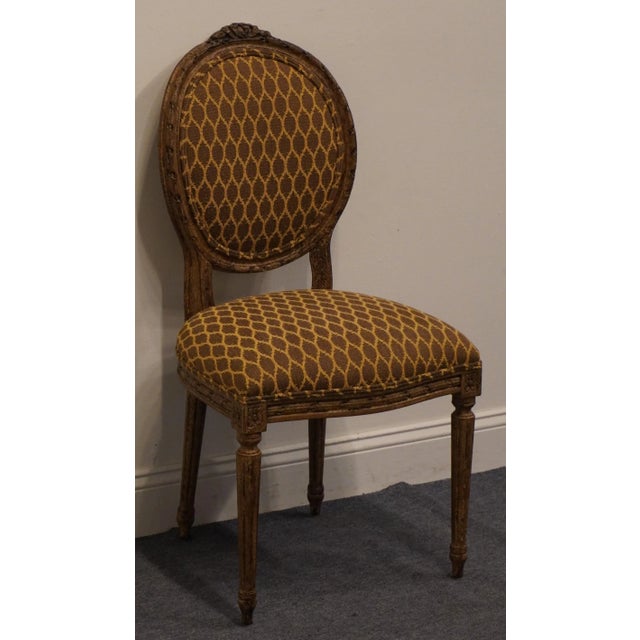 Set of 6 Rustic European Shabby Chic Style Antiqued Round Back Dining Side Chairs For Sale In Kansas City - Image 6 of 13