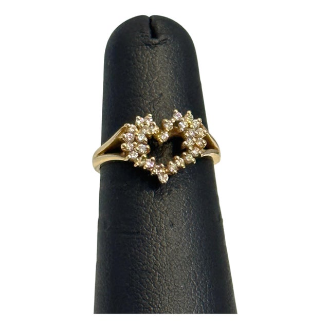 Heart Shape Gold & Diamond Cocktail 14 Karat Gold Ring For Sale