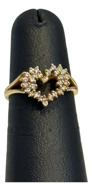 Heart Shape Gold & Diamond Cocktail 14 Karat Gold Ring