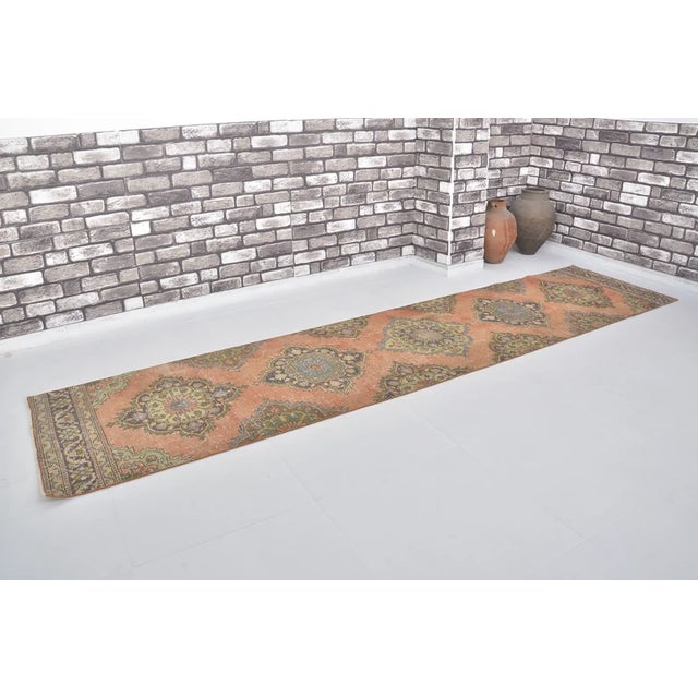 Turkish 1960s Oushak Anatolian Wool Hallway Runner For Sale - Image 3 of 10