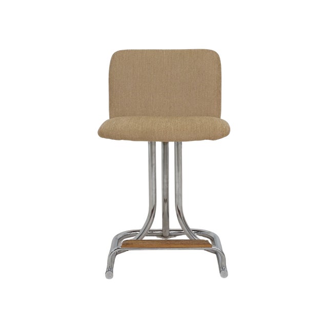 Gold 1970s Set of 6 Tubular Chrome Swivel Barstools For Sale - Image 8 of 10