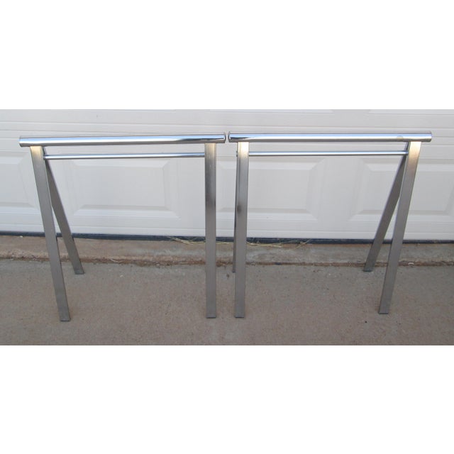 Mid 20th Century Chrome and Glass Sawhorse Desk For Sale - Image 13 of 18