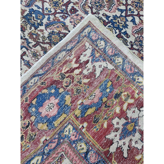Brown Antique Sultanabad Carpet, Handmade Persian Rug, Ivory, Blue, Green, Soft Red For Sale - Image 8 of 11