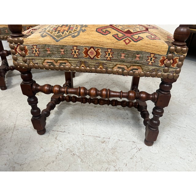 Louis XIII Style Armchairs with High Backs, 1900s, Set of 4 For Sale - Image 5 of 15