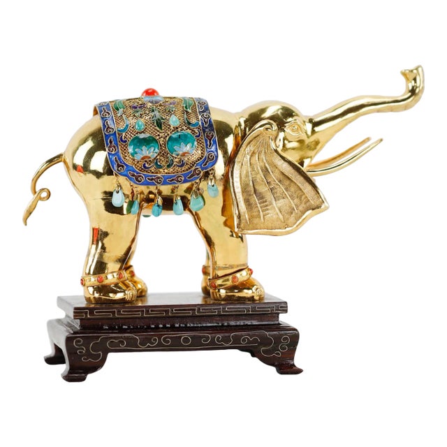 Vintage Filigree Bronze Glit Elephant For Sale