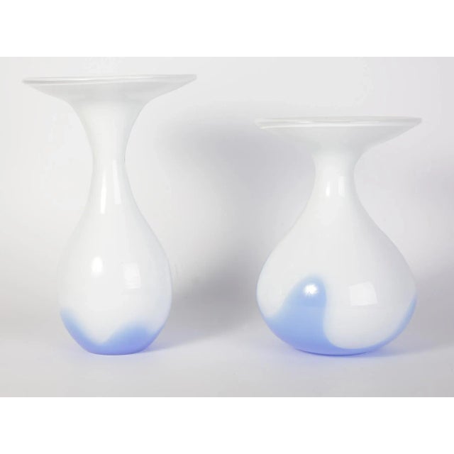 Beautiful example of traditional Czech glass making craftsmanship. Hand blown into mold and shaped with wood and iron...