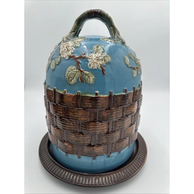 Vintage George Jones Inspired Extra Large Majolica Cheese Dome For Sale - Image 10 of 11