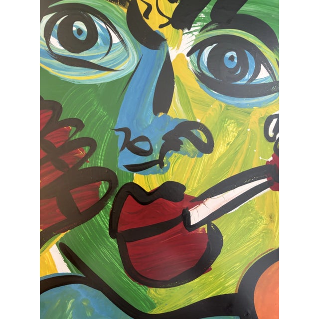 Late 20th Century Peter Keil Portrait of One Smoking Painting, Framed For Sale - Image 5 of 5