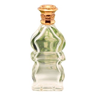 Perfume Bottle in Glass and 15k Gold For Sale