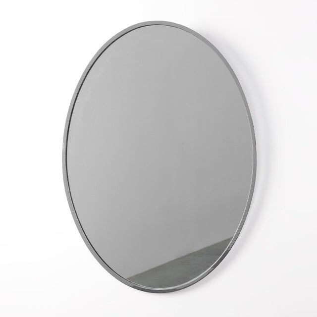 Art Deco Oval Nickel‑Plated Metal Mirror, Belgium, 1925 For Sale - Image 10 of 10