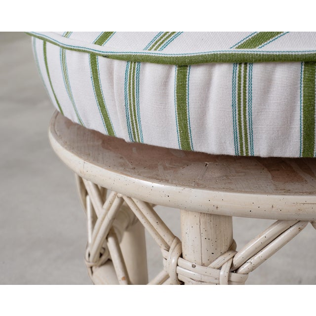 20th Century Round Rattan Swivel Ottoman Stool by Ficks Reed For Sale - Image 14 of 18