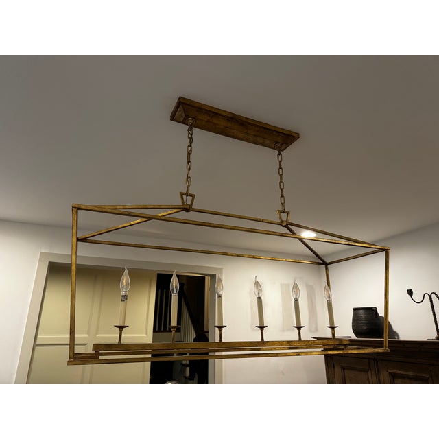 Transitional Chapman & Myers Contemporary Darlana Large Linear Lantern Chandelier For Sale - Image 3 of 5