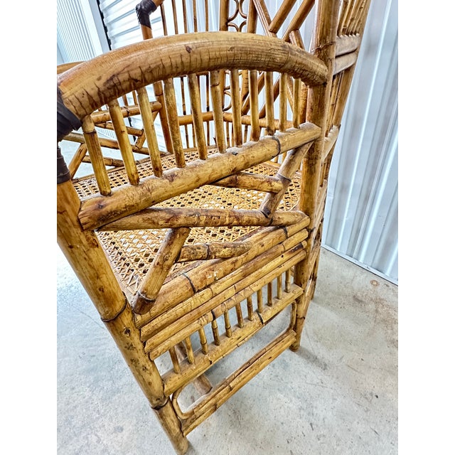 Vintage Brighton Pavilion Style Tortoiseshell Bamboo & Rattan Armchair For Sale - Image 11 of 11