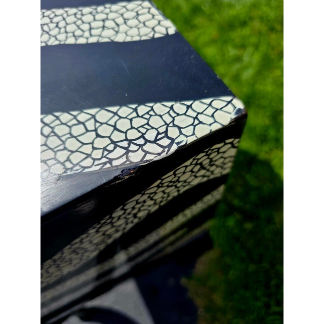 Wood 1990s Postmodeen Zebra Print 2 Door Cabinet Buffet Sideboard Console For Sale - Image 7 of 12