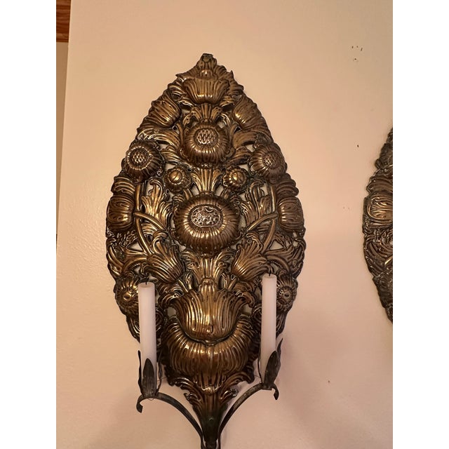 19th Century Italian Pair of Antique Brass Altar Palmettes For Sale - Image 10 of 15