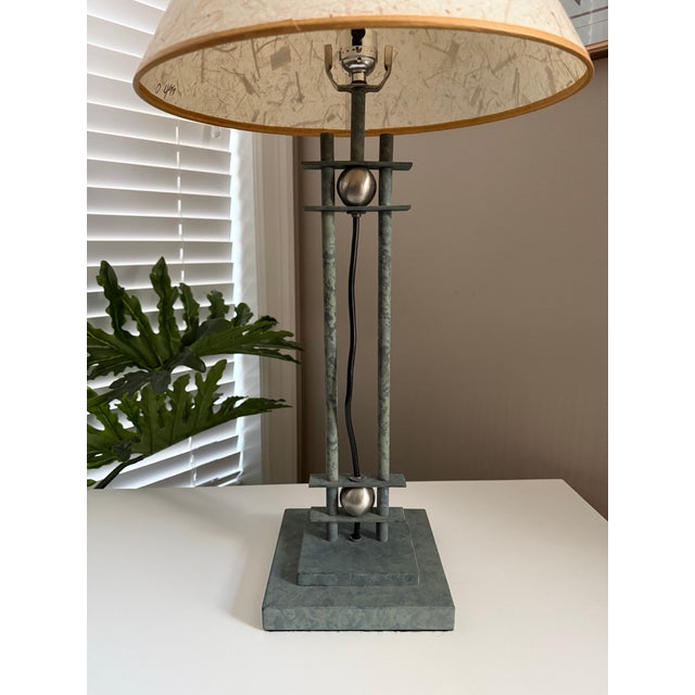 Vintage 1980s Postmodern Lamp With Decorative Metal Spheres For Sale - Image 4 of 7