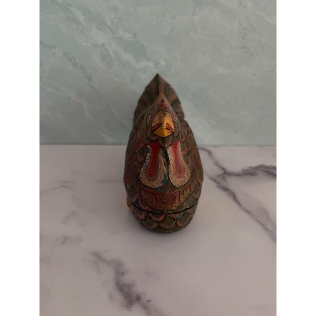 Folk Art Mid 20th Century Indonesian Folk Art Hand-Painted Bird For Sale - Image 3 of 6