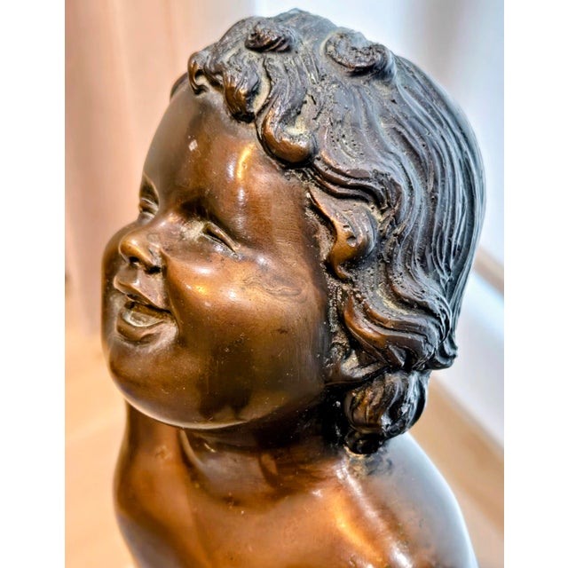 Vintage “Frog Baby” Bronze Sculpture Reproduction on Black Marble Base – Styled After Edith Barretto Parsons For Sale - Image 4 of 13