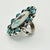 Metal 1970s Vintage Southwestern Dine Navajo Ben Touchine Sterling & Turquoise Cocktail Ring - Size 8.5 For Sale - Image 7 of 12