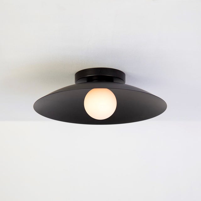 Dome Flush Mount, Black, 3in Glass Globe, Modern Led Ceiling Light, by Research.Lighting For Sale - Image 4 of 6