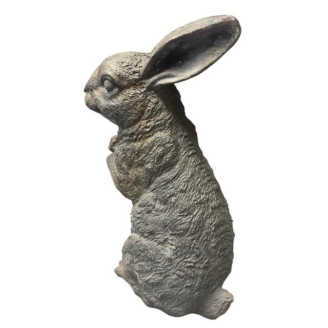 Vintage Cast Iron Standing Hare Garden Statuary For Sale In West Palm - Image 6 of 12