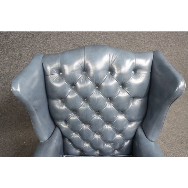 Mid-Century Modern Leathercraft Tufted Wingback Chair For Sale - Image 3 of 10