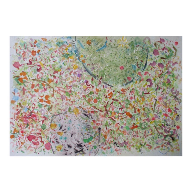 Phillip Alder Rock and Garden Pond, English Watercolor 2018 For Sale