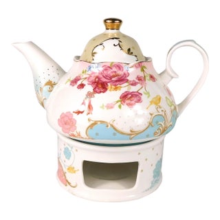 Grace’s Teaware Teapot and Warming Stand in Pink Rose Dots # 27491 For Sale