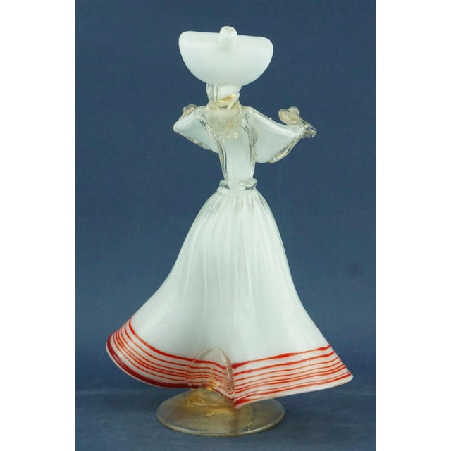 20th Century Murano Opaline Glass Sculpture of a Lady with Red and Gold Glass Paste attributed to Archimede Seguso, Italy For Sale - Image 6 of 18