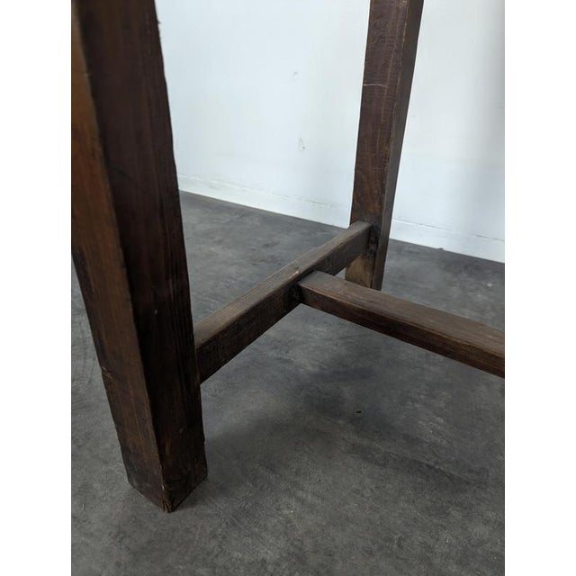 2000 - 2009 Rustic Walnut Table with H-Shaped Stretcher For Sale - Image 5 of 9