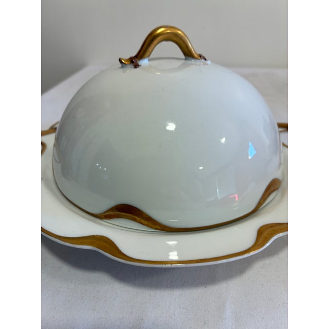 Haviland & Co. Early 20th Century Haviland & Co. Limoges Gold Gilt Domed Butter Dish For Sale - Image 4 of 11