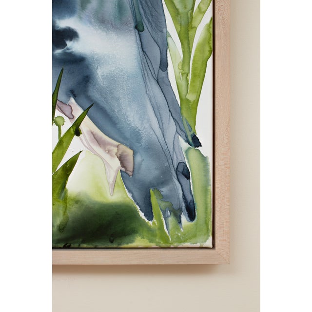 "Heron No. 32" Contemporary Original Great Blue Heron Bird Watercolor Painting on Canvas With Floater Frame by Elizabeth Becker For Sale - Image 4 of 4