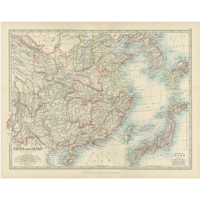 Antique Map of China and Taiwan and Korea and Hong-Kong and Japan, 1903 For Sale