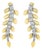 14K Yellow Gold 1/10 Cttw Diamond Leaf Drop Stud Earrings, Pair For Sale