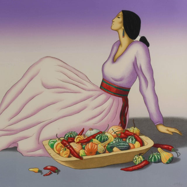 R.C. Gorman's "Squash Blossom" (57/75) is a serene and striking limited-edition lithograph that captures a moment of rest,...