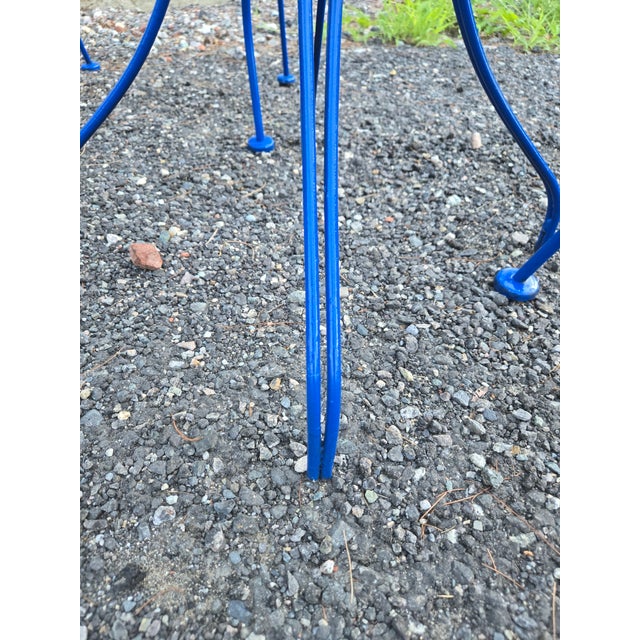 Vintage Wrought Iron Patio Set Painted Ford Blue, 3 Pieces For Sale - Image 12 of 18