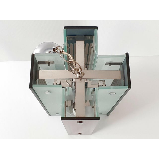 Vintage Italian Glass and Mirrored Glass Chandelier from Fontana Arte, 1970s For Sale - Image 4 of 13