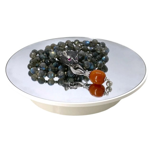 Artisan Double Strand Labradorite Necklace With Cz Dragon Pendant For Sale - Image 4 of 5